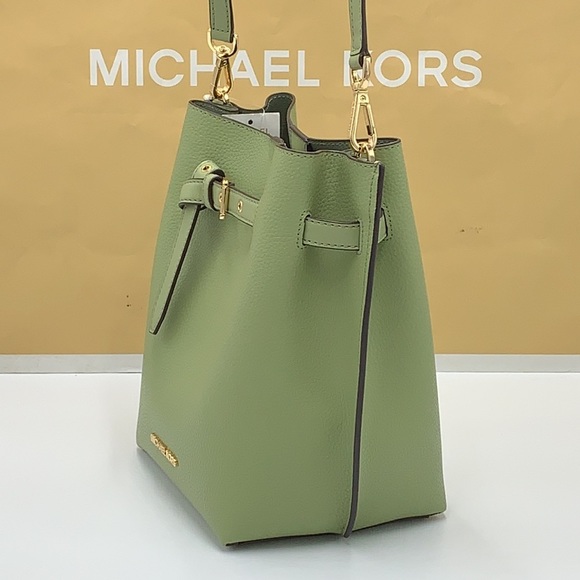 MICHAEL KORS EMILIA SMALL BUCKET BAG MESSENGER LIGHT SAGE COLOR - Picture 4 of 15